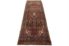 Vintage Tribal Runner 4’1” x 10’4” Red Wool Hand-Knotted Oriental Rug