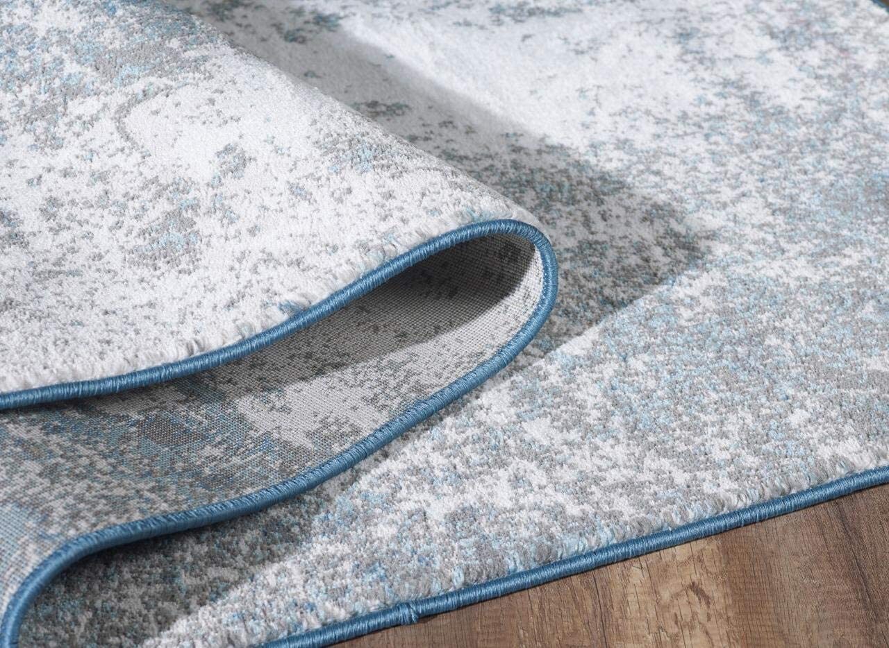 Oriental Area Rugs Blue-Gray Abstract Modern Living Room Carpet Contemporary Rug gallery