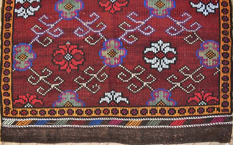 Turkish Kilim Handwoven 5'x9' Cicim Kilim Natural Wool Vintage Rug 164x290cm gallery