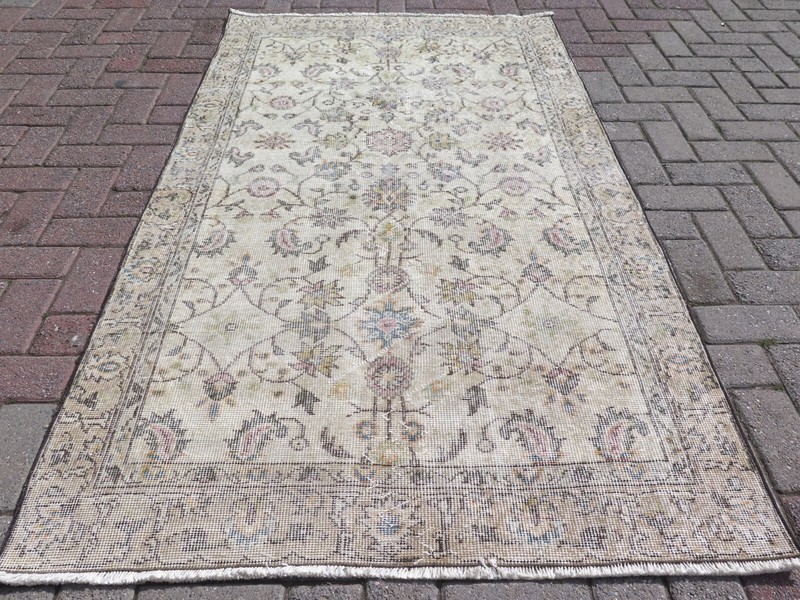 Vintage Anatolia Carpet, Distressed Rugs Floral Modern Wool Rug Handmade 43"x76" gallery