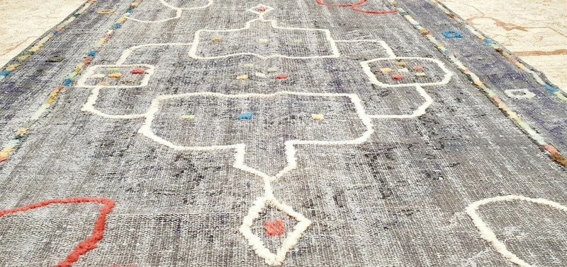 Bohemian Vintage 1960 Wool Pile Overdyed Oushak Contemporary Rug 5'7" x 9' gallery