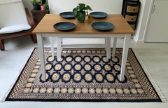 New Authentic Black Handmade Wool Bokhara Rug 120 x 180 cm 4×6 ft Cost £500!