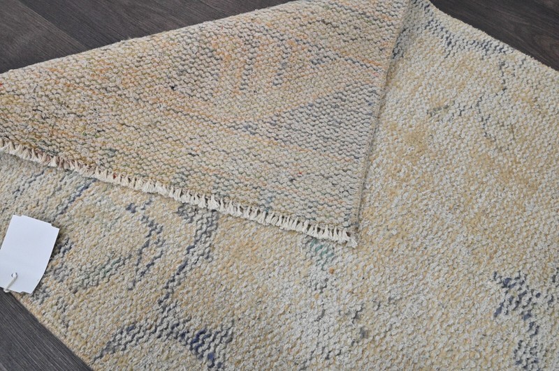 Vintage Turkish Runner Rug 2x10ft Wool Anatolian Handmade Hallway Oushak BEIGE gallery