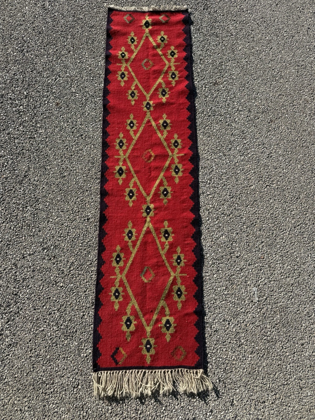 Vintage Turkish Kilim Wool Area Runner Rug Hand Knotted 19 x 80 In Handmade gallery