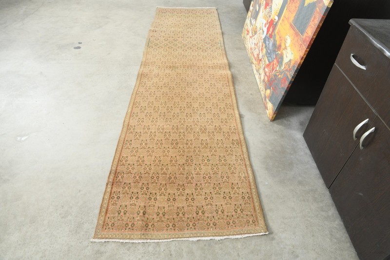 2x9 Turkish Runner Rug Hand-Knotted Vintage Oushak Wool Rug Faded Carpet,645 gallery