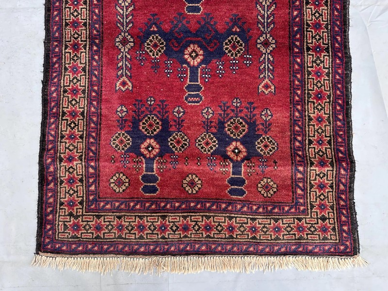 2x4 Red Vintage Afghan Small Rug Hand Knotted Wool Tribal Bedroom Farmhouse Navy gallery