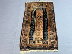 2’6×4 ft Tribal Prayer Mihrab Geometric Handknotted Wool Vintage Rug