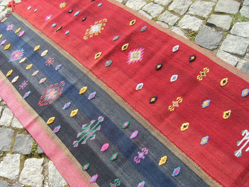 Turkish Rug 32'' x 63'' Vintage Anatolian Embroidered Cicim Rug Organic Wool Rug gallery