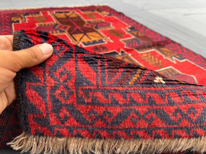 Vintage Afghan Rug 2'10 x 5 ft – Hand Knotted Nomadic Wool Accent Tribal Carpet gallery
