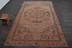 Oushak Turkish Vintage Rug 6×9 Kilim Rug Anatolian Handmade Boho Decor RUST