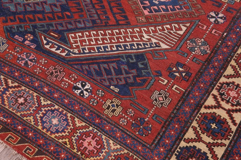 7'x11' Red Tribal Geometric Late 19th Century Antique Caucasian Flatweave Dragon gallery