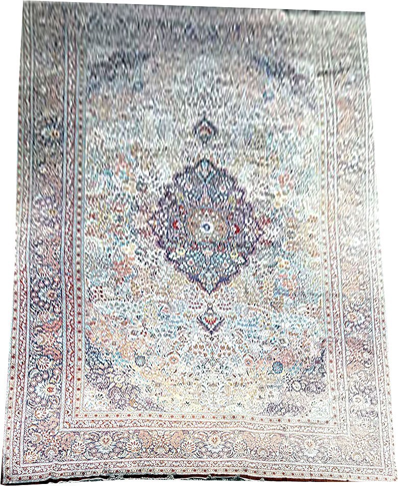 A Stunning Vintage Mansion 12' x 18' Size All Silk 400+ KPSI Silk Rug