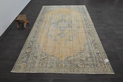 Oushak Turkish Vintage Rug 6×9 Kilim Rug Anatolian Handmade Boho Decor ORANGE