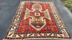 ANTIQUE CAUCASIAN SEWAN KAZAK RUG 6x7FT circa 1870