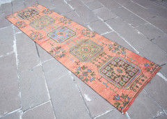 Vintage Turkish Rug 31” x 120” Anatolian Hand-knotted Oushak Rug Hallway Rug