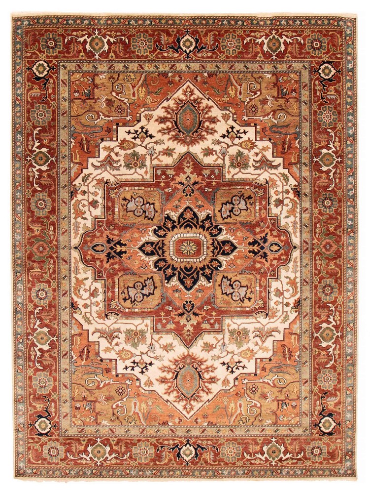 Vintage Traditional Hand-Knotted Area Rug 8'9" x 11'6" Oriental Wool Carpet
