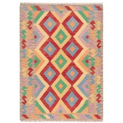 Kelim Afghan 116×84 cm Handwoven Oriental Carpet Rug Wool Red Kilim