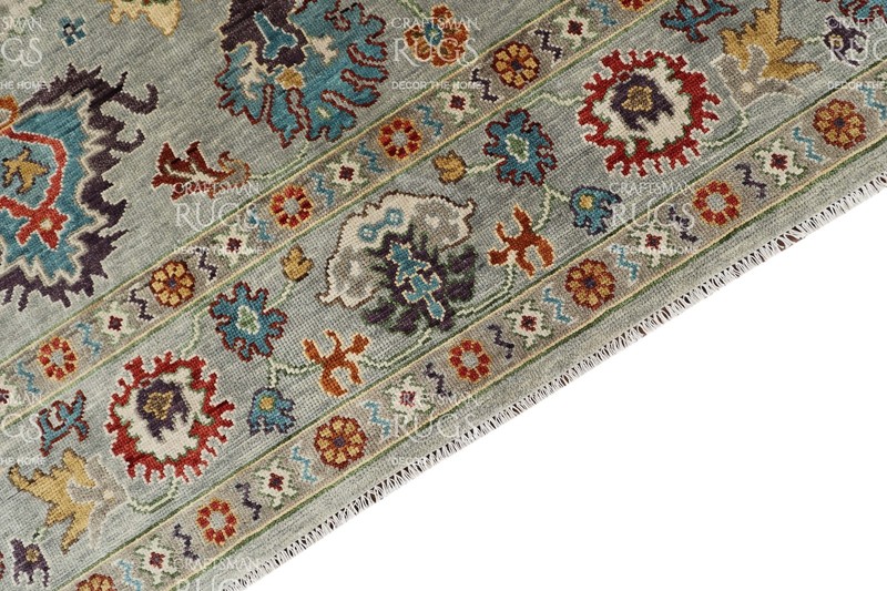 Handknotted Gray Multi Floral Geometric Rug 8x10 ft gallery