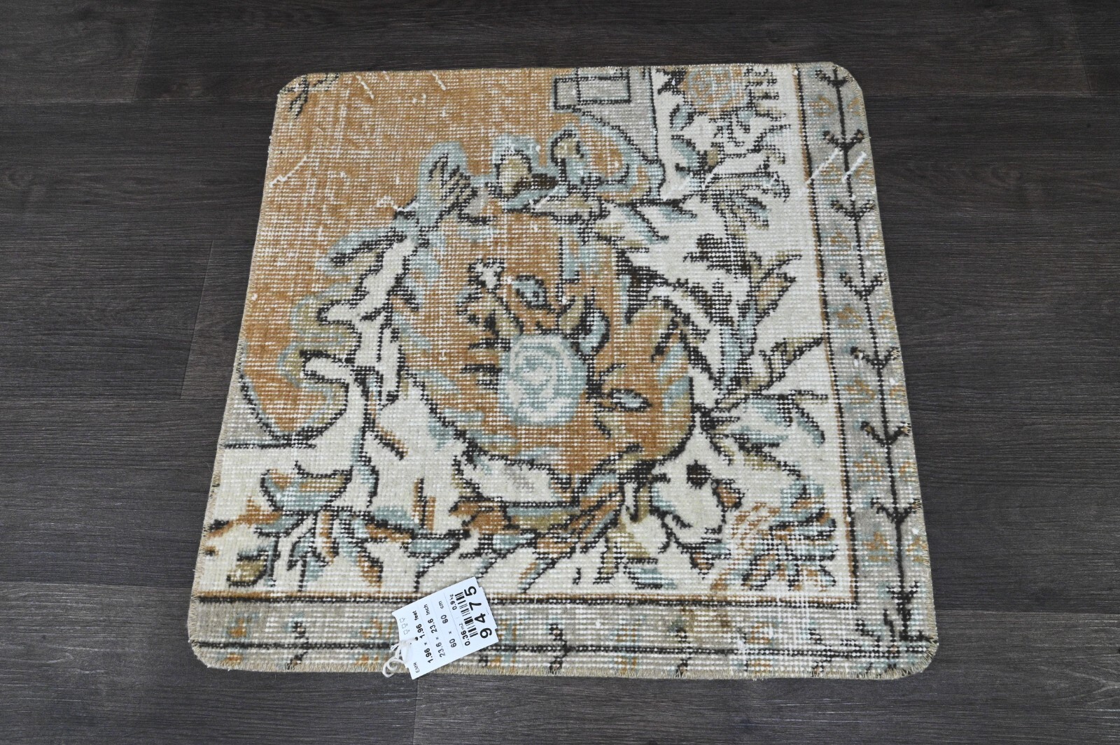 Oushak Turkish Doormat Rug 2x2 ORANGE Vintage Anatolian Handmade Small Kilim Rug gallery