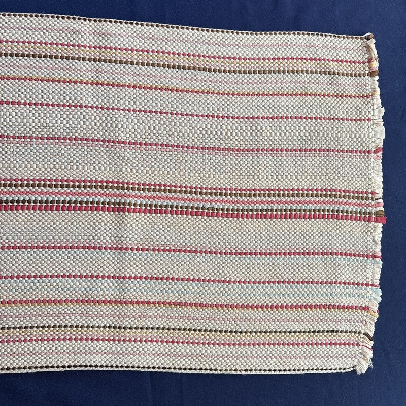 Vintage Hand Woven Rag Rug #9 Msmt: 31" by 18” w/Fringe Multicolor Cottage Boho gallery