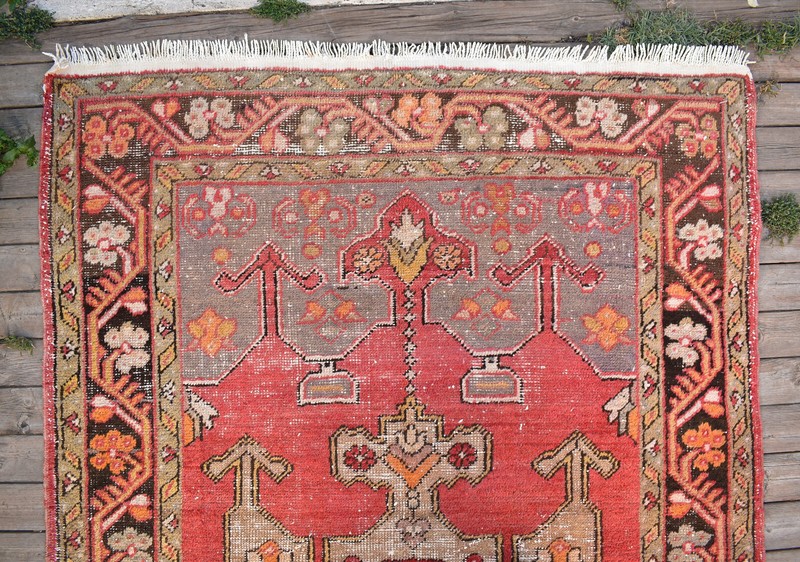 Turkish Rug 54''x89'' Vintage Light Muted Color 4x7 Rug Oushak Carpet 138x228cm gallery