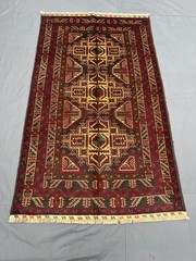 3’9×6’2 Ft Vintage Handknotted Caucasian Geometric Medallion Wool Rug