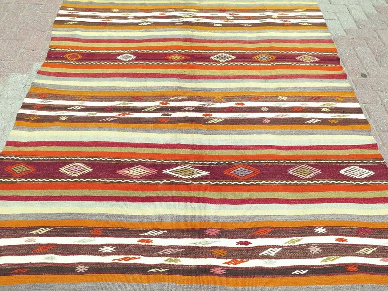Anatolia Turkish Kilim, Large Rug, Tribal Rugs Modern Striped Rug Carpet 64"X98" gallery