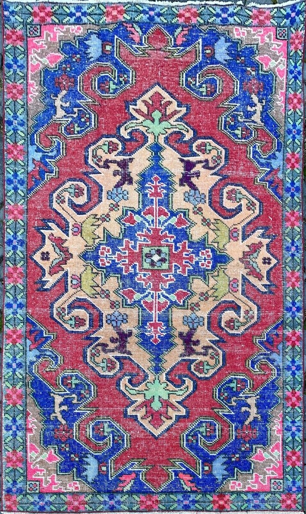 Turkish vintage rug, Carpet, Area rug, Vintage rug, Turkish rug 4,2 x 7,2 ft