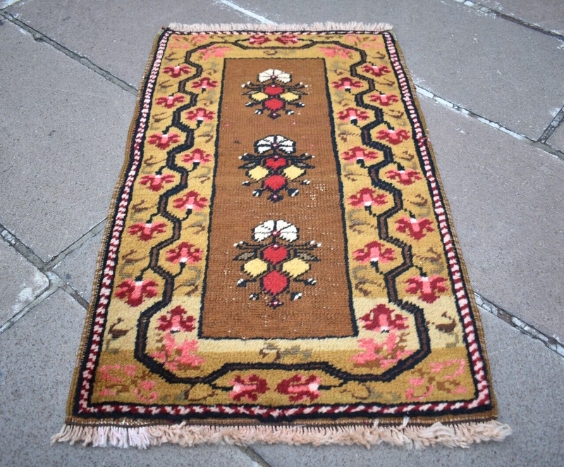 Fabulous Antique Turkish Rug 18'' x 29'' Collectors Item Melas Yastik Wall Rug gallery