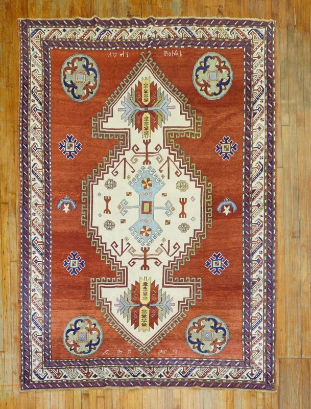 Antique Dated Caucasian Kazak Rug Size 6'5''x9'1'' gallery