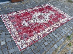 Turkish Vintage Rug, Handmade Wool Rug, Bohemian Large Rug, 5,2 x 8,5 ft