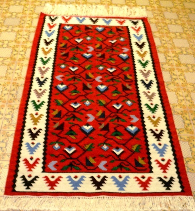 Antique vintage tribal handmade handknotted kilim rug (33" x 64") pure wool #17B gallery
