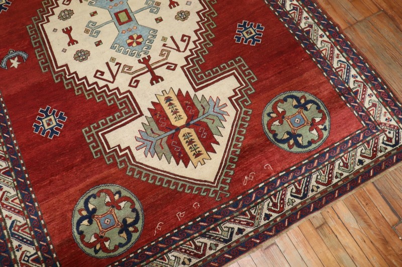 Antique Dated Caucasian Kazak Rug Size 6'5''x9'1'' gallery