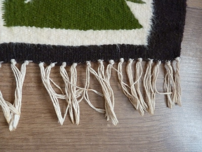 Vintage Traditional Handmade Peruvian Wool Multicolor Kilim Rug 97x91cm, 1960's gallery