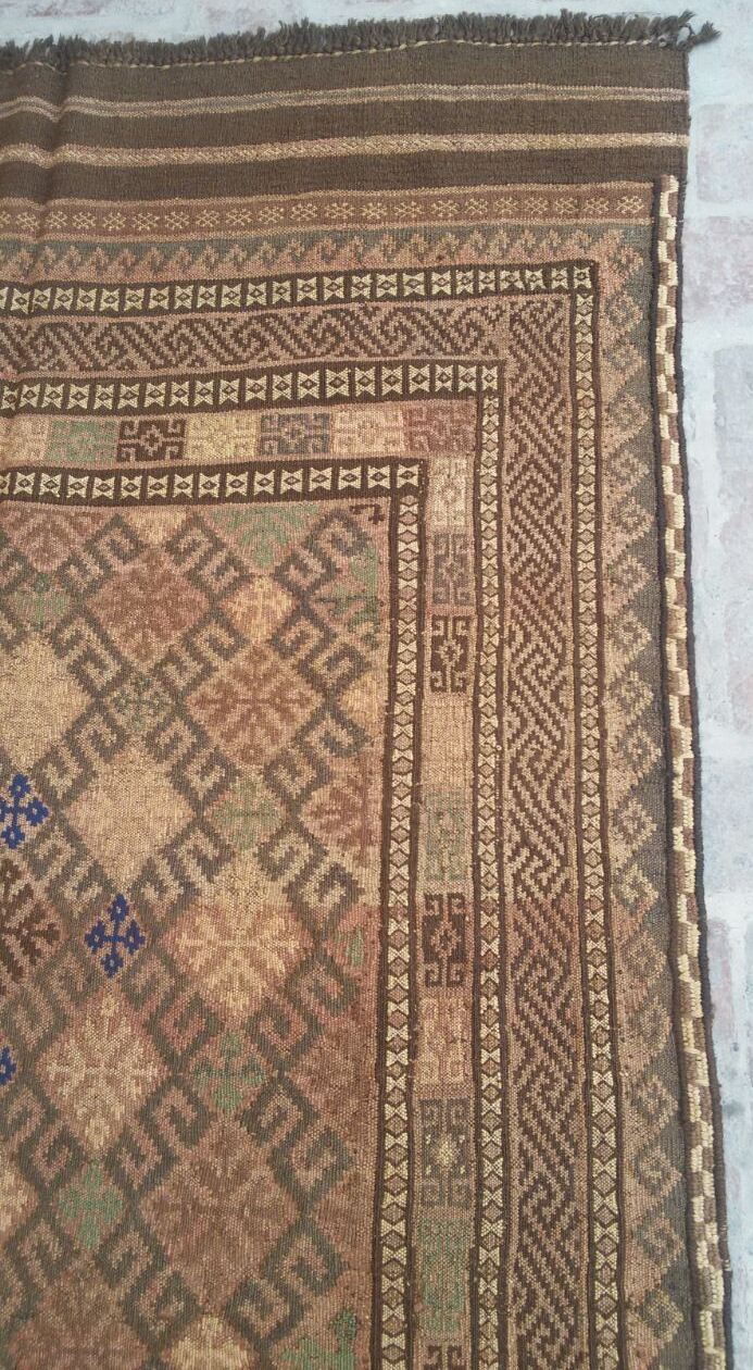 Antique Faded Afghan Geometric Area Rug 4x8 Handwoven Medallion Terracotta Kilim gallery