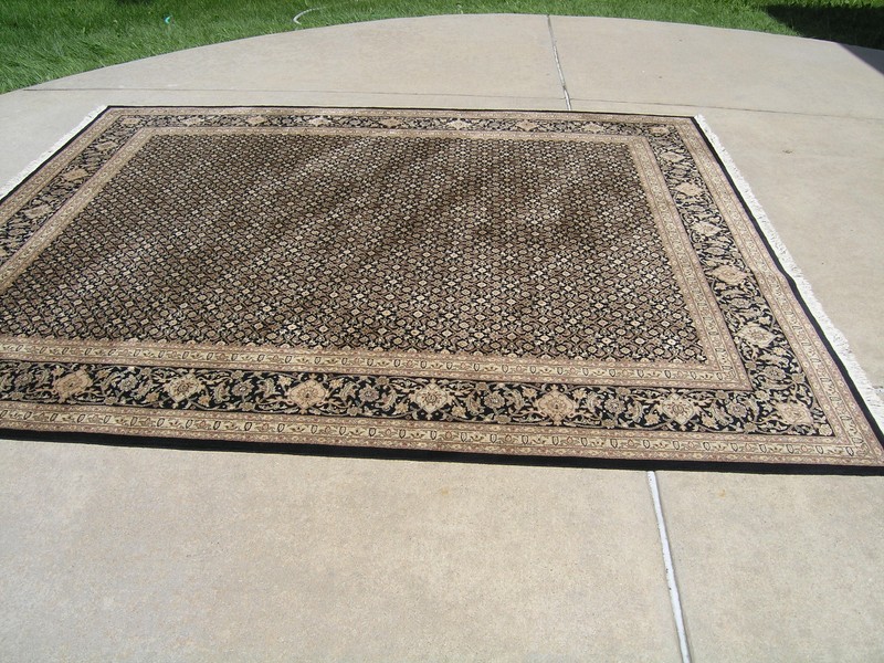 Vintage Hand Knotted Wool Silk Inlay Herati Fish Design Oriental Rug 7"8" x 10' gallery