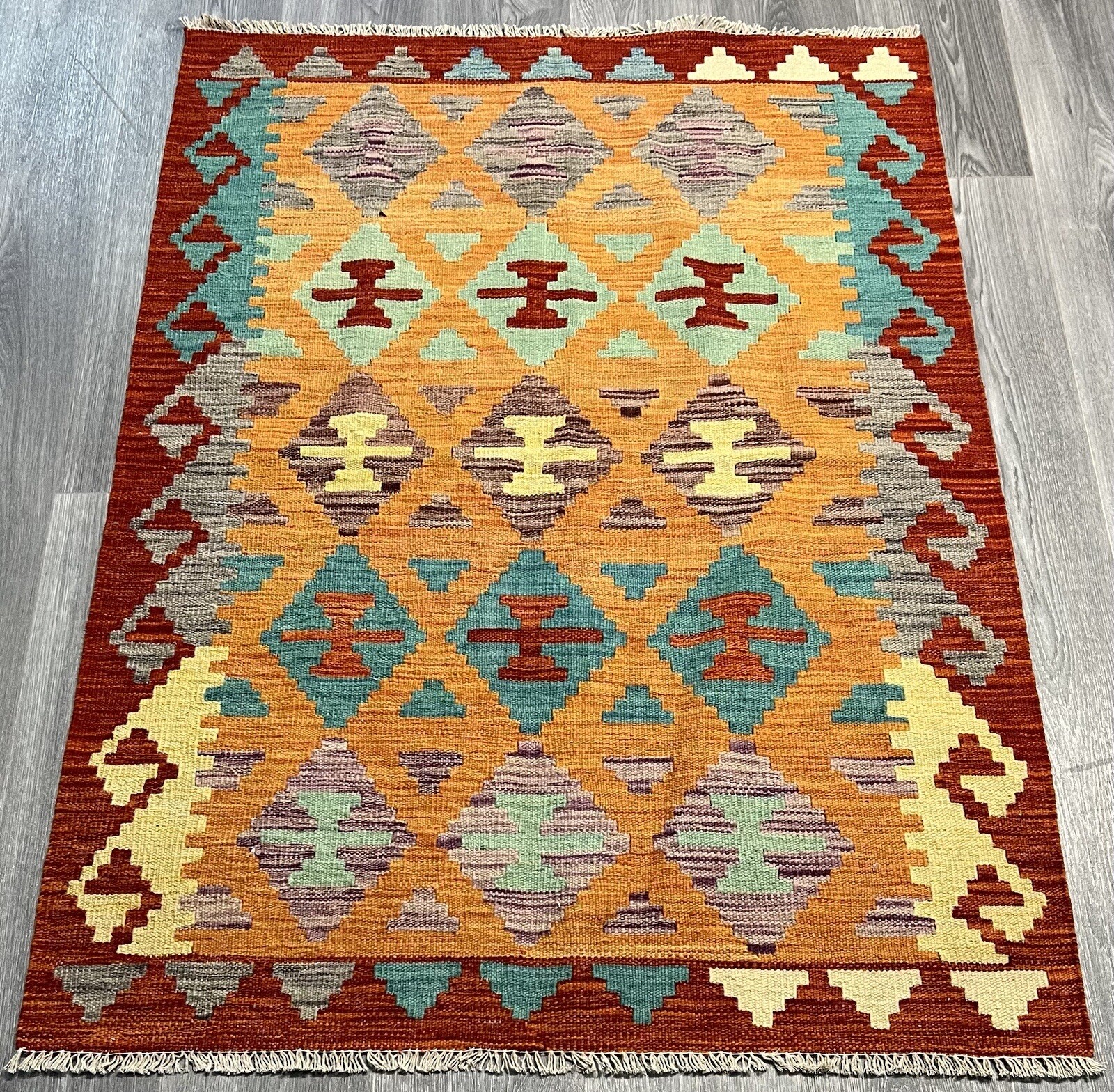 Vintage Kilim Traditional Hand Made Oriental Wool Kilim 5ftx3.2ft 145cmx103cm gallery