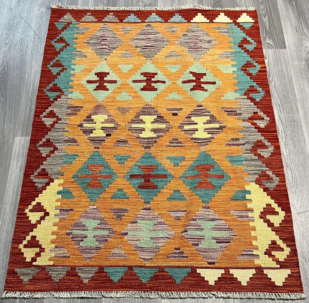 Vintage Kilim Traditional Hand Made Oriental Wool Kilim 5ftx3.2ft 145cmx103cm