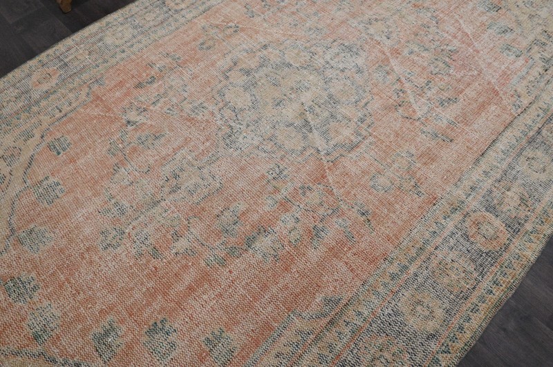 Oushak Turkish Vintage Rug 6x9 Kilim Rug Anatolian Handmade Boho Decor PEACH gallery