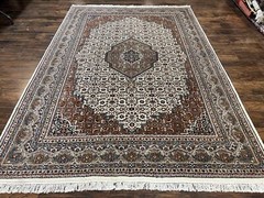 Indian Oriental Rug 7×10 ft Handmade Vintage Wool Oriental Carpet Herati Bidjar