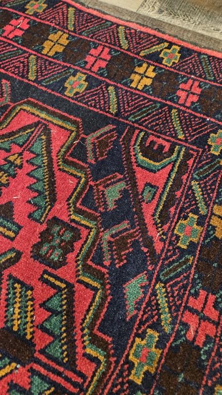 Vintage Afghanistan Rug Red And Blue. 3'x4' Great Used Condition gallery