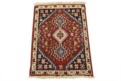 Vintage Tribal Oriental 1’10” x 2’5” Red Wool Hand-Knotted Area Rug