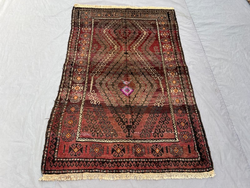 4'1 x 6'6 ft Antique Afghan Hand Knotted Baluchi Rug Vintage Tribal Wool Carpet gallery