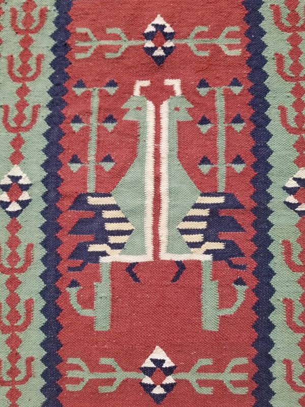 Vintage Traditional Handmade Turkish Wool Multicolor Kilim 3.3x1.9 ft gallery