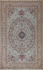 Traditional Area Rug 7×10 Ft Hand-Knotted Oriental Light Blue Wool Carpet