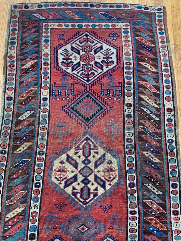 Antique Caucasian Runner 3'7" x 10' Hand-Knotted Wool Tribal Oriental Rug gallery