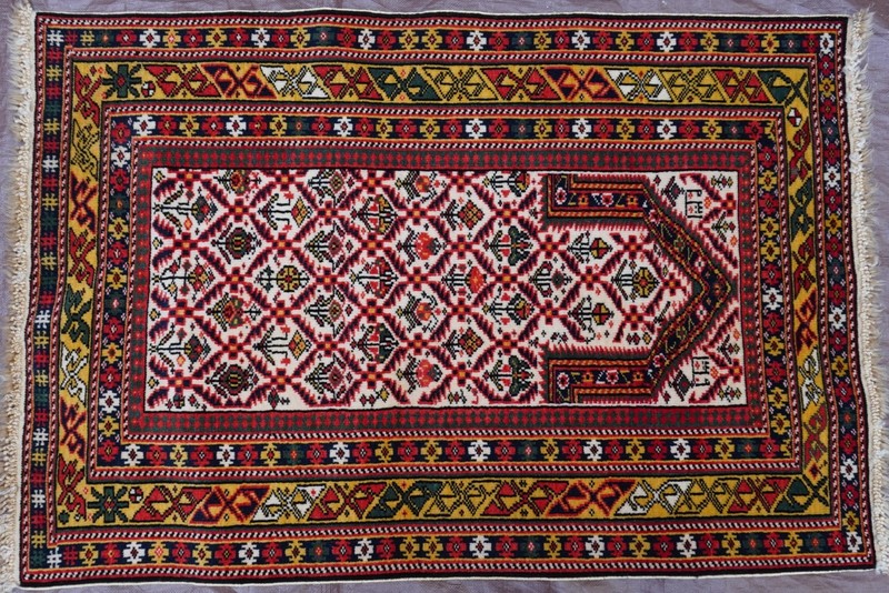 Antique Caucasian Shiravan Dated Hand Knotted Wool Rug Prayer Design 2'4" x 3'7" gallery