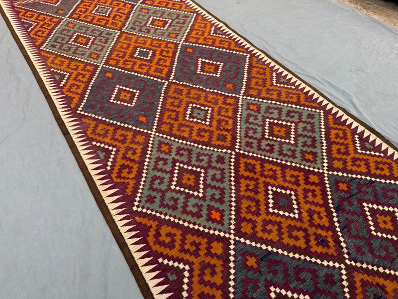 5'3x12'8 Ft Vintage Afghan Baluchi Geometric Kilim Triba Wool Runner Rug gallery