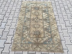 Earth Tone Vintage Turkish Area Rug 3.7 x 5.8 ft Handwoven Bohemian Carpet