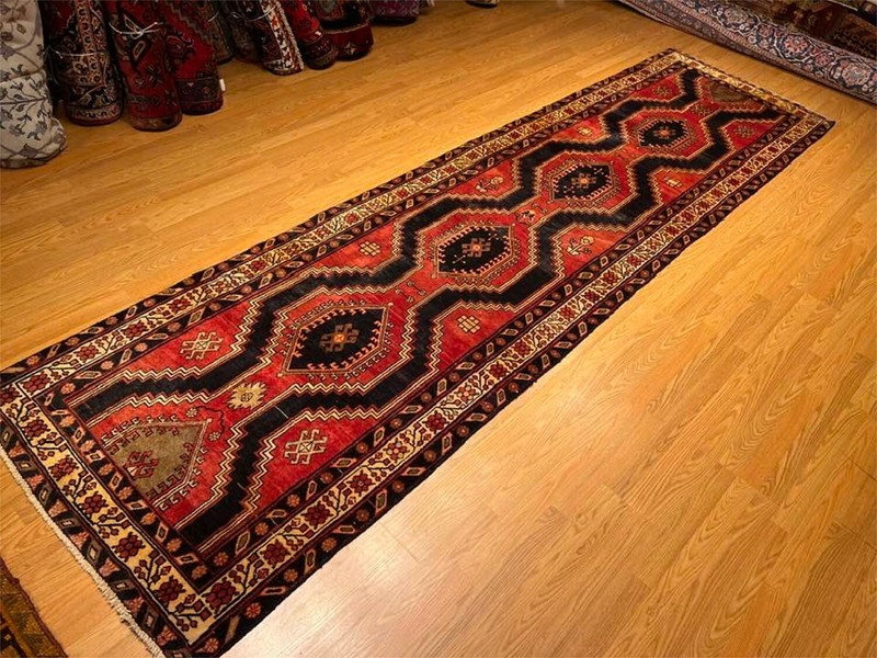 3.5 x 12.7 Handmade Fine Quality One Of A kind Hallway Runner. Natural Dyes Wool gallery